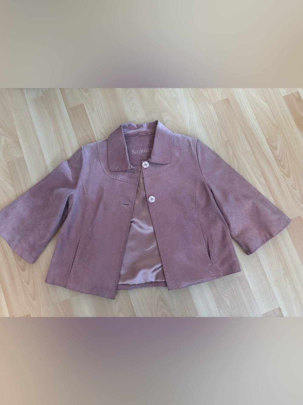 100% Leather- Women's Mauve Suede Short Blazer Jacket